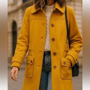 Tulle Anthropology Mustard Yellow Peacoat